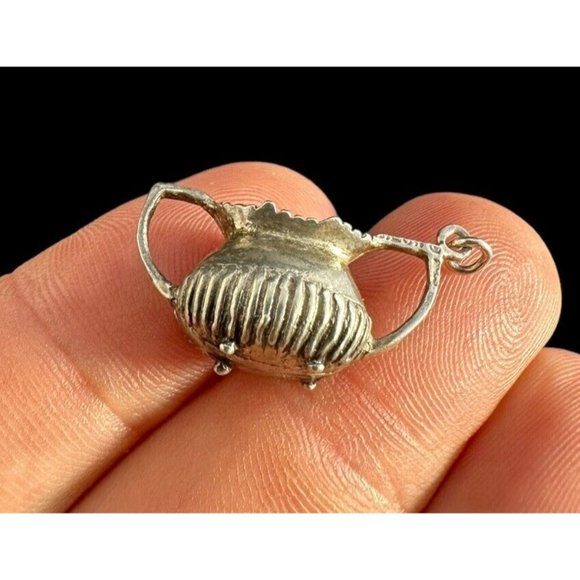 Charm Pendant Signed 925 REO 3D Teapot Sterling Silver Vintage Dangle - Picture 2 of 6